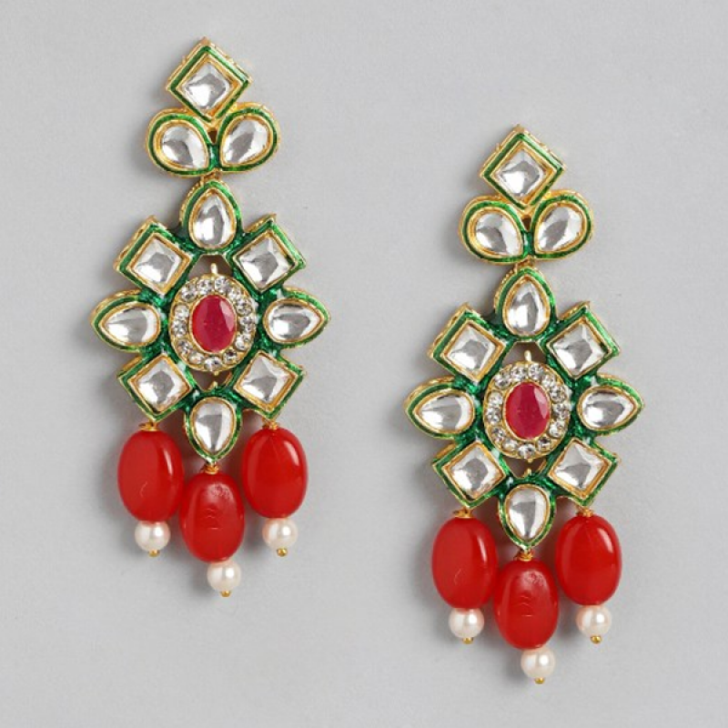 Gold-Plated Artificial Beads & Stones Jewellery Set